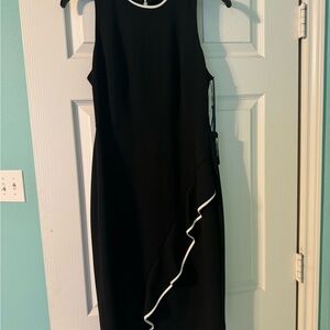 Tommy Hilfiger Black Midi Dress with White Trim